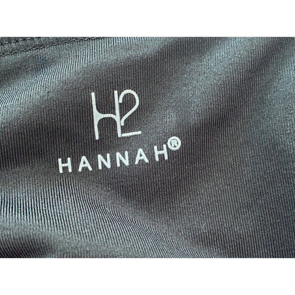 Hannah H2 Athletic Leggings Womens M Black Pink Contrast Stitch Capri Crop - Picture 4 of 4